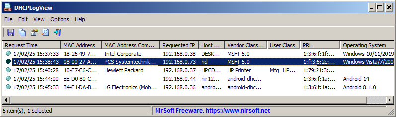 DHCP Log Viewer